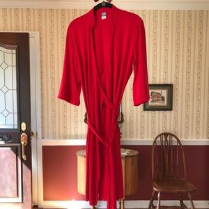 Anni Kuan True Wrap Dress 3/4 Sleeve Red Stretch M
